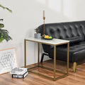 White Marble End Table Gold Frame J835