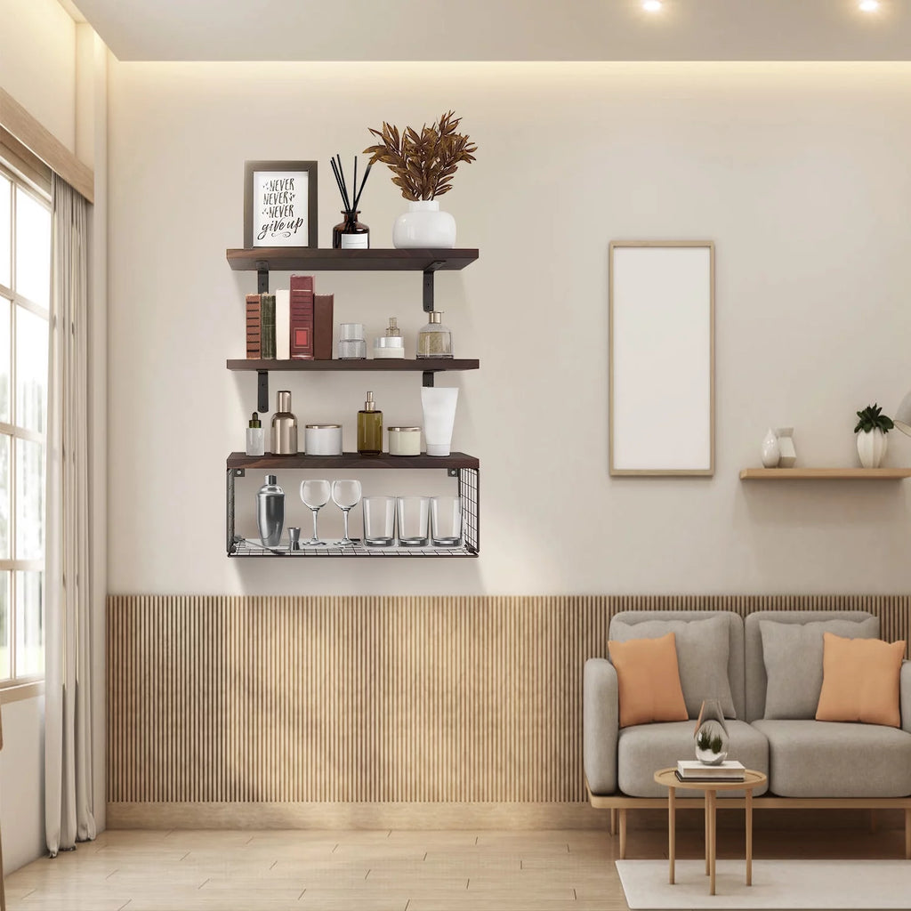 Wall Mount Storage Shelves with Basket S12435