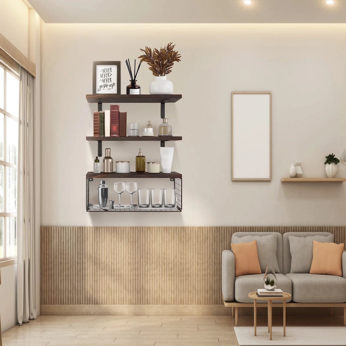 Wall Mount Storage Shelves with Basket S12435