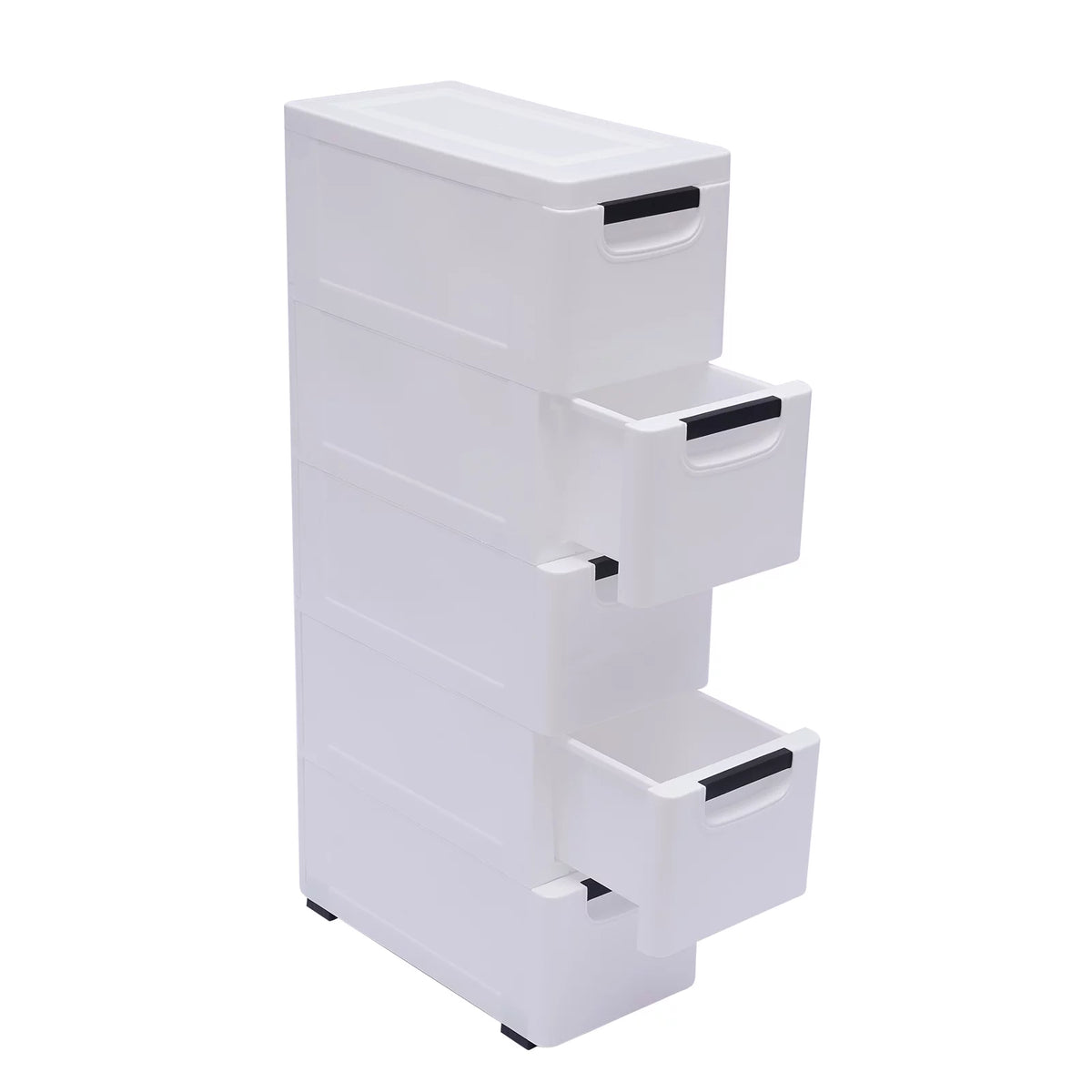 White 5 Drawer Plastic Dresser Storage Cabinet X1743