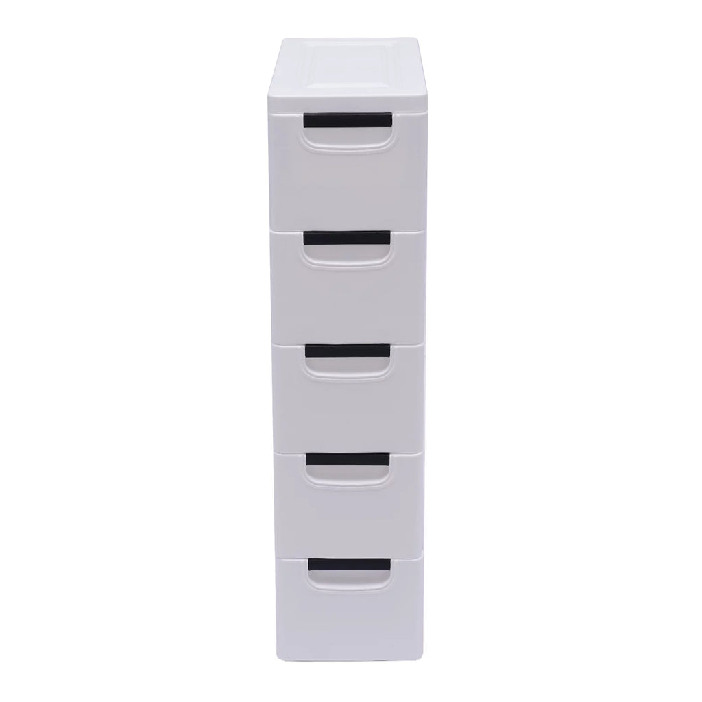 White 5 Drawer Plastic Dresser Storage Cabinet X1743