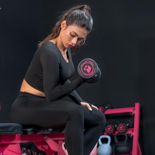 PVC Coated Pink Round Dumbbells Set with Non-Slip Handle Z954481