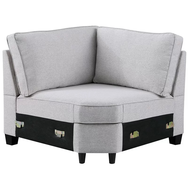 Light Gray U-Shaped Polyester Fabric Sectional Sofa W59801