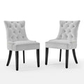 White Tufted Performance Velvet Dining Side Chairs Set of 2 N79251