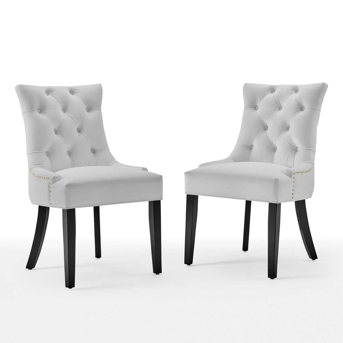White Tufted Performance Velvet Dining Side Chairs Set of 2 N79251