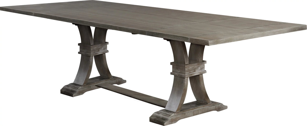 Gray Wood 9pc Dining Set with Linen Chairs T7186