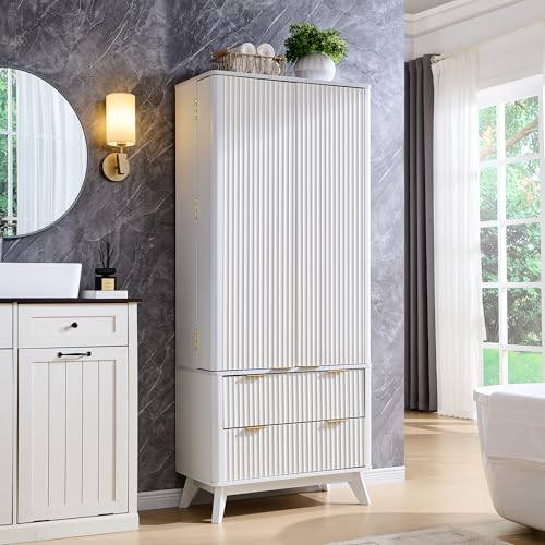 72" Dark Grey Wood Pantry Cabinet with 10 Door Shelves & 2 Drawers L198
