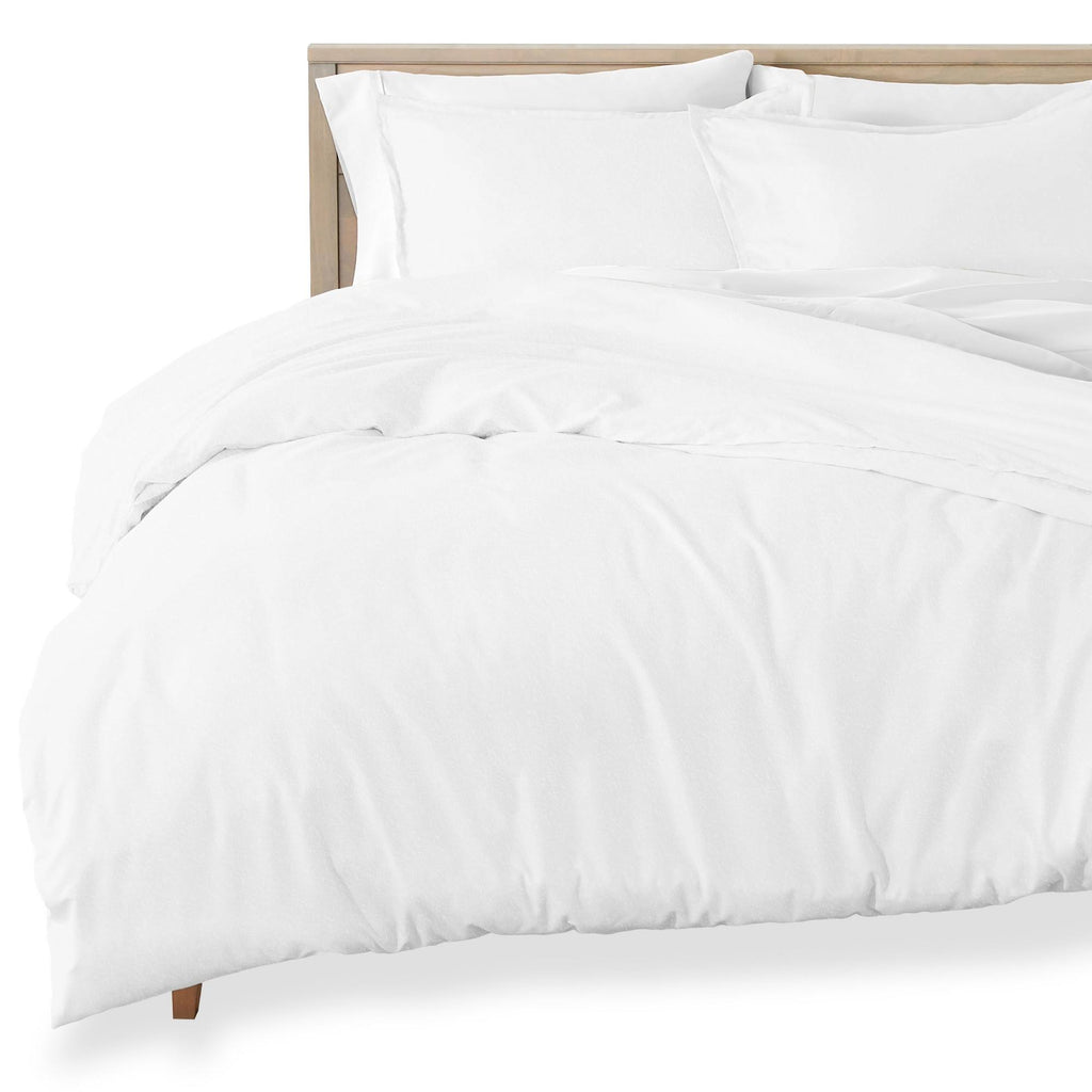100% Cotton Flannel Duvet Cover & Sham Set White King U6468