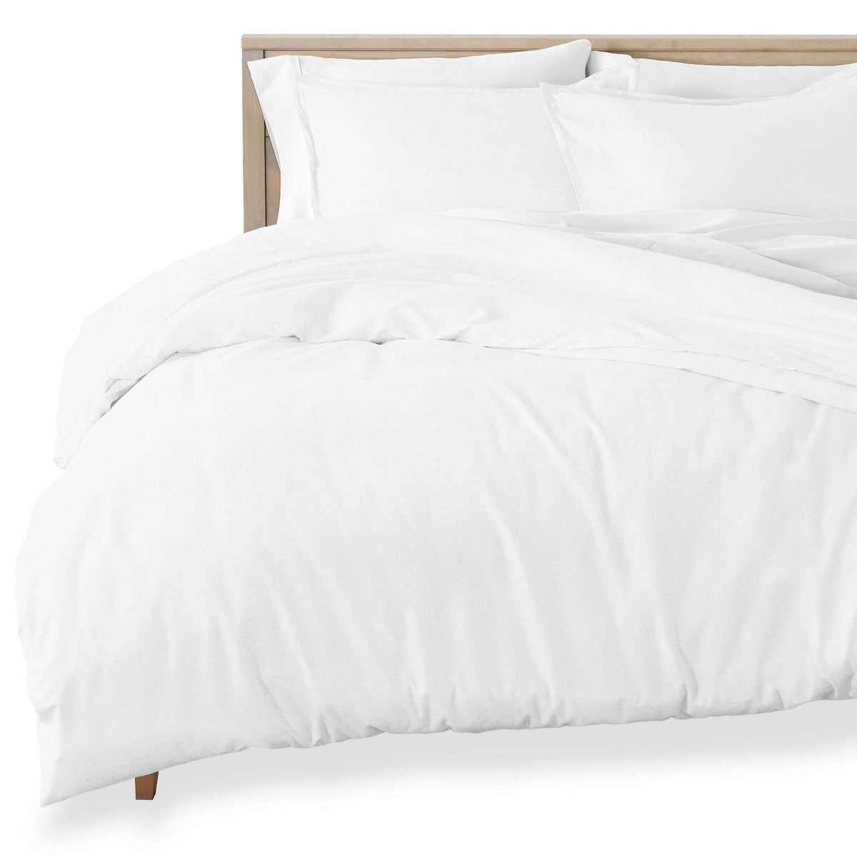 100% Cotton Flannel Duvet Cover & Sham Set White King U6468