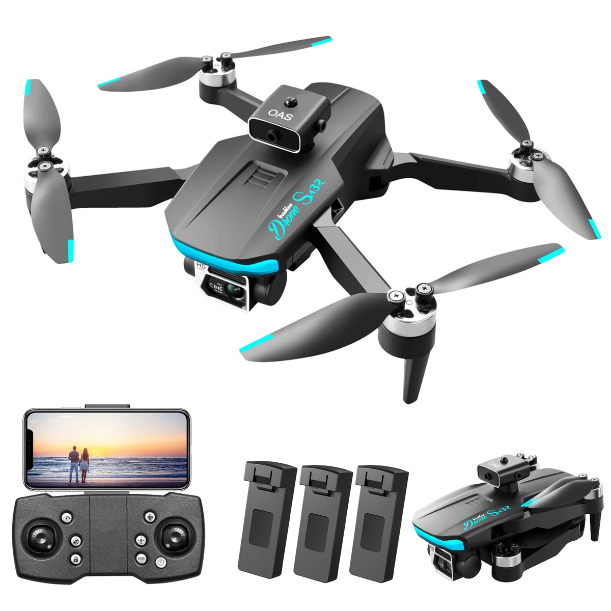 Drones with Camera 8K GPS Quadcopter 3 Batteries Brushless Motor Q296