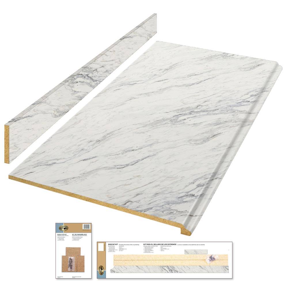 8 ft. Laminate Countertop Kit in Calcutta Marble with Valencia Edge L52565