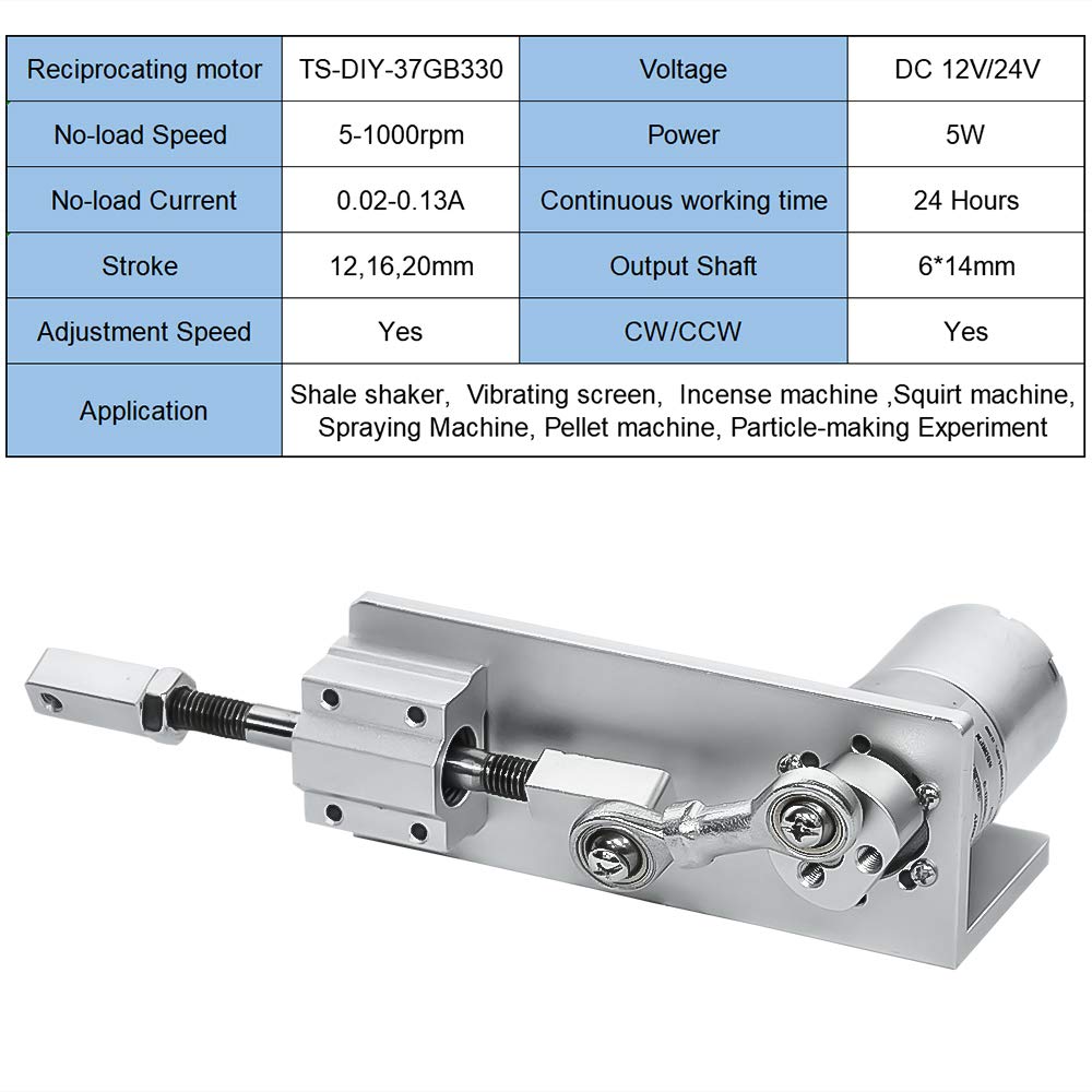 60RPM Adjustable Stroke 12/16/20mm DC Electric Motor T7757
