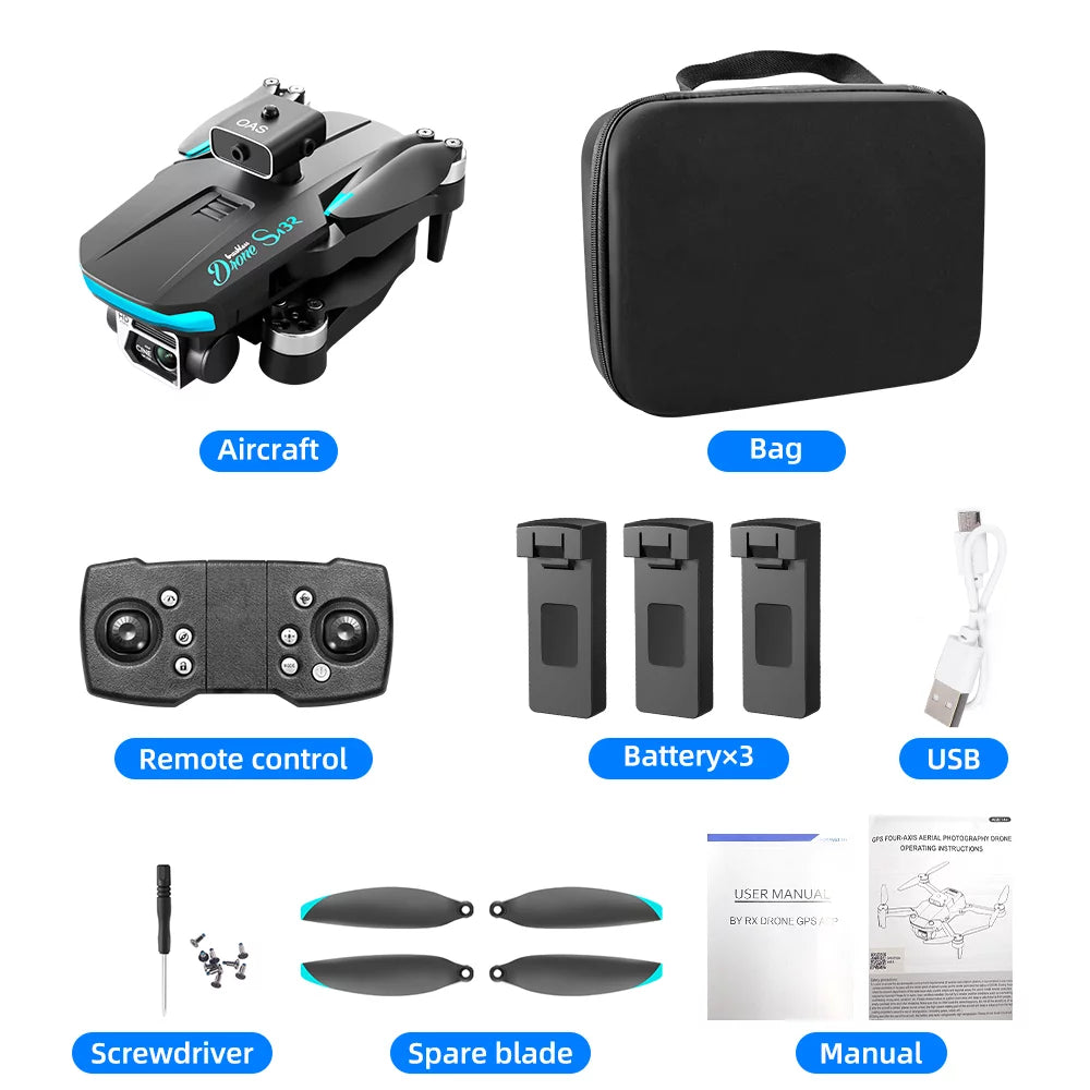 Drones with Camera 8K GPS Quadcopter 3 Batteries Brushless Motor Q296
