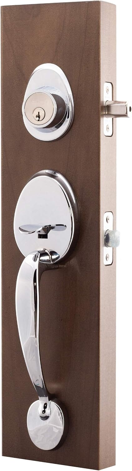 Mid Century Modern Front Door Handle Set with Left Hand Lever Trim J3515