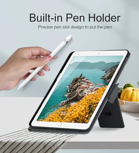 Black Protective Folio Stand Cover for iPad 10.2 Inch 9th/8th/7th Generation and iPad 10.5 Inch Air/Pro 3rd K226