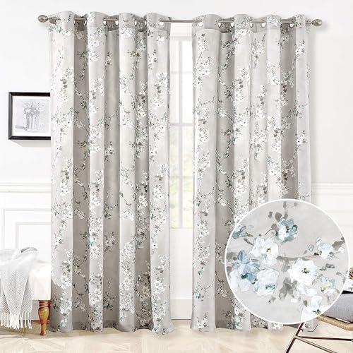 Gray Blackout Grommet Thermal Insulated Window Curtains Set of 2 Panels 52 Inch by 84 Inch E263981