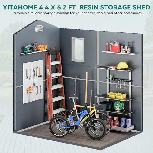 Light Gray Resin Tool Shed, 36 Cu Ft Outdoor Horizontal Storage with Air Vent and Lockable Doors H59520