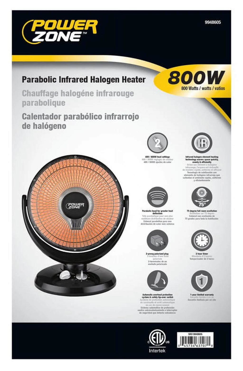 400/800 W Oscillating Parabolic Heater B6234