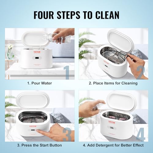22oz Ultrasonic Jewelry Cleaner with 5 Digital Timer and 2 Cleaning Baskets O1102