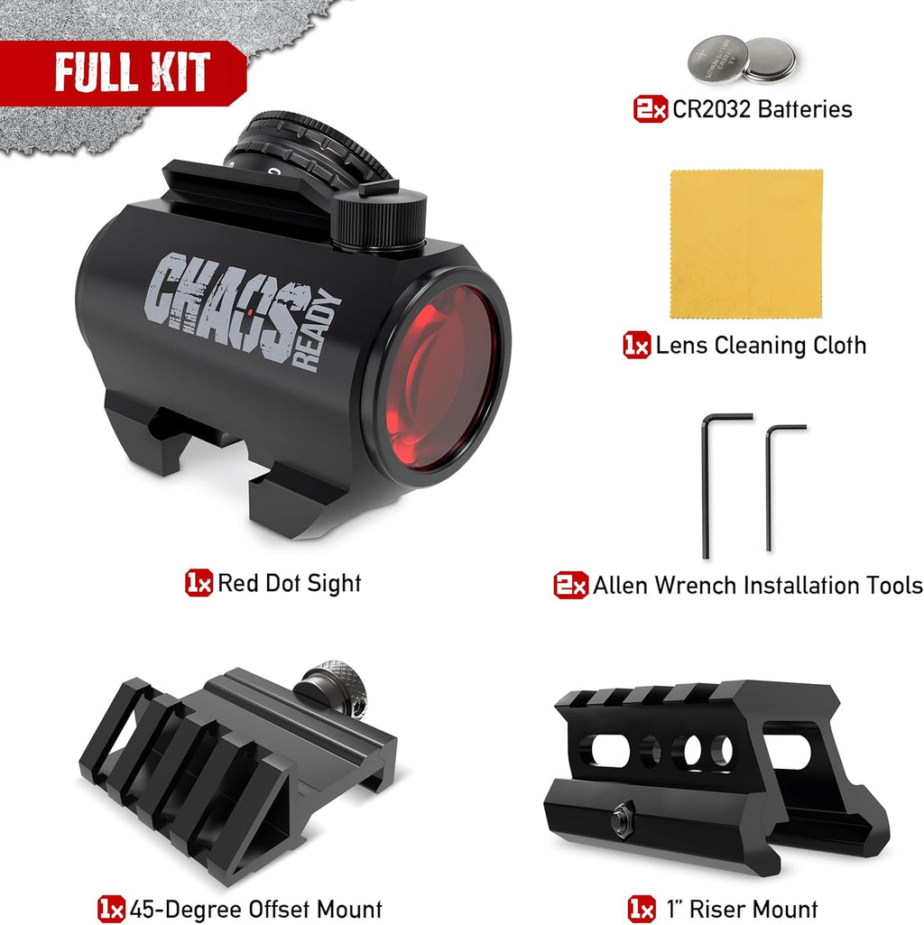 Red Dot Sight with 45 Degree Offset Mount and 1 Inch Riser Mount A33027