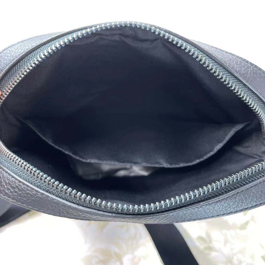 Black Refined Pebbled Leather Medium Crossbody Bag C41076