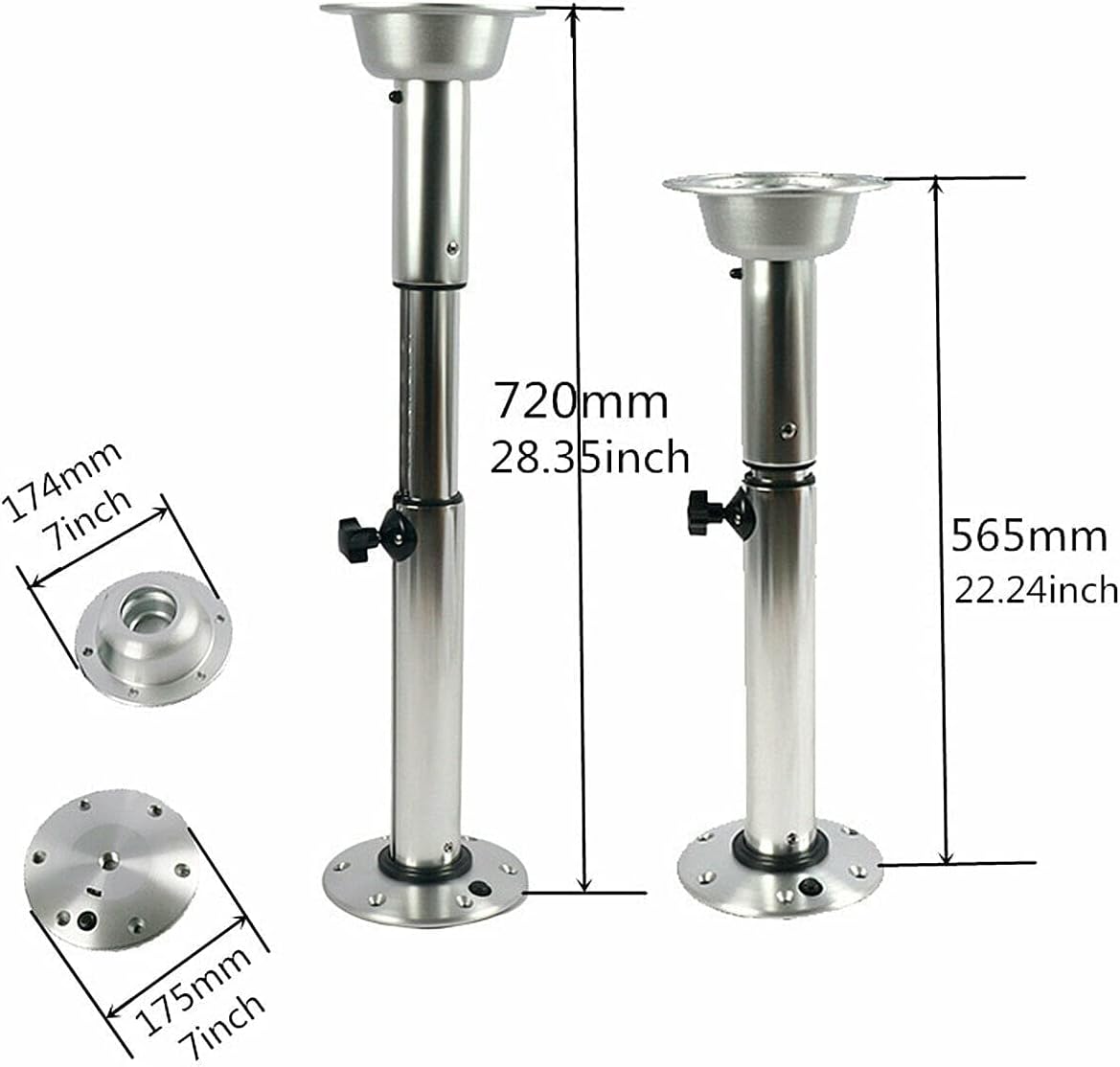 Aluminum Table Pedestal Stand Base 22-28Inch Adjustable Heights I827