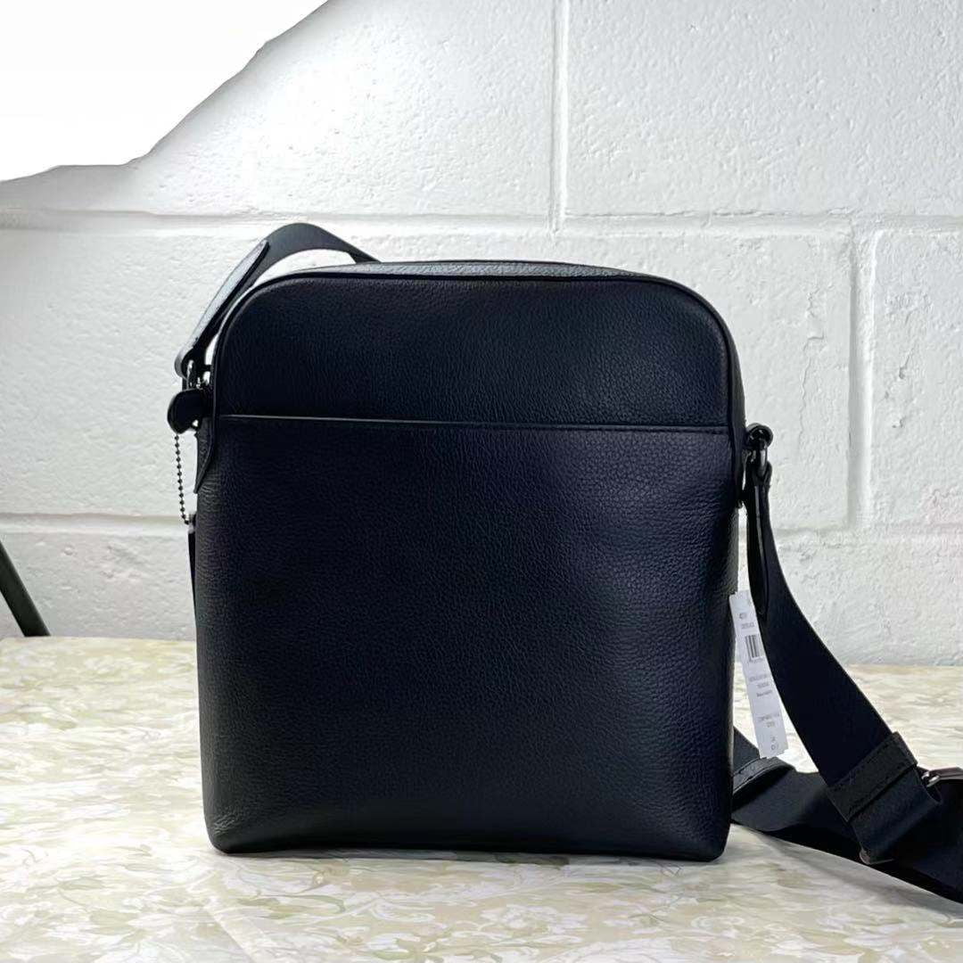 Black Refined Pebbled Leather Medium Crossbody Bag C41076