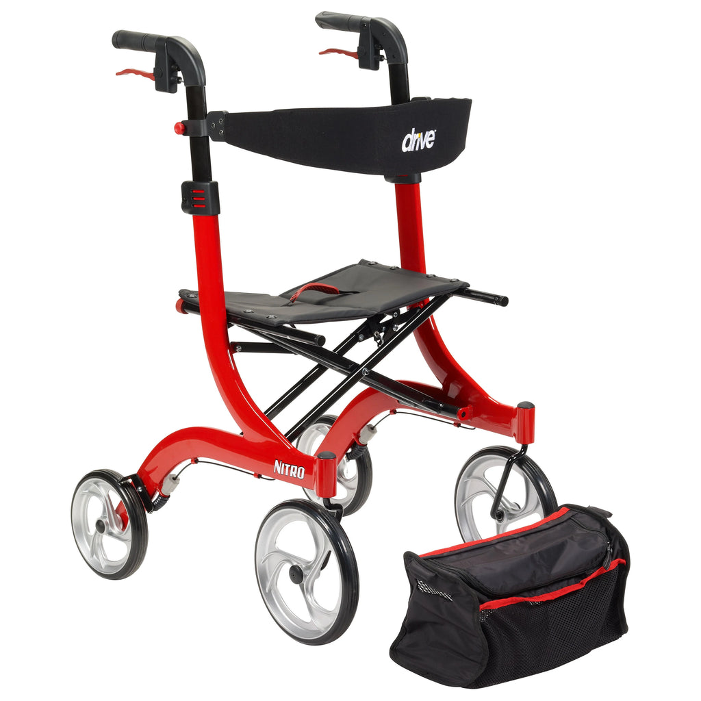 Red Rollator Rolling Walker Z29570