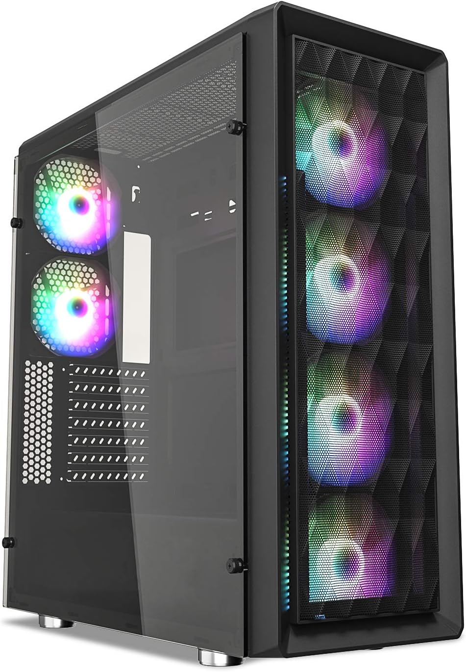 Black M-ATX Mid-Tower PC Gaming Case with 200mm RGB Fan W111200
