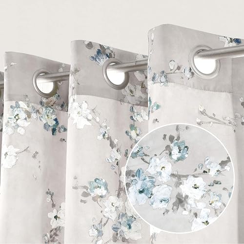 Gray Blackout Grommet Thermal Insulated Window Curtains Set of 2 Panels 52 Inch by 84 Inch E263981