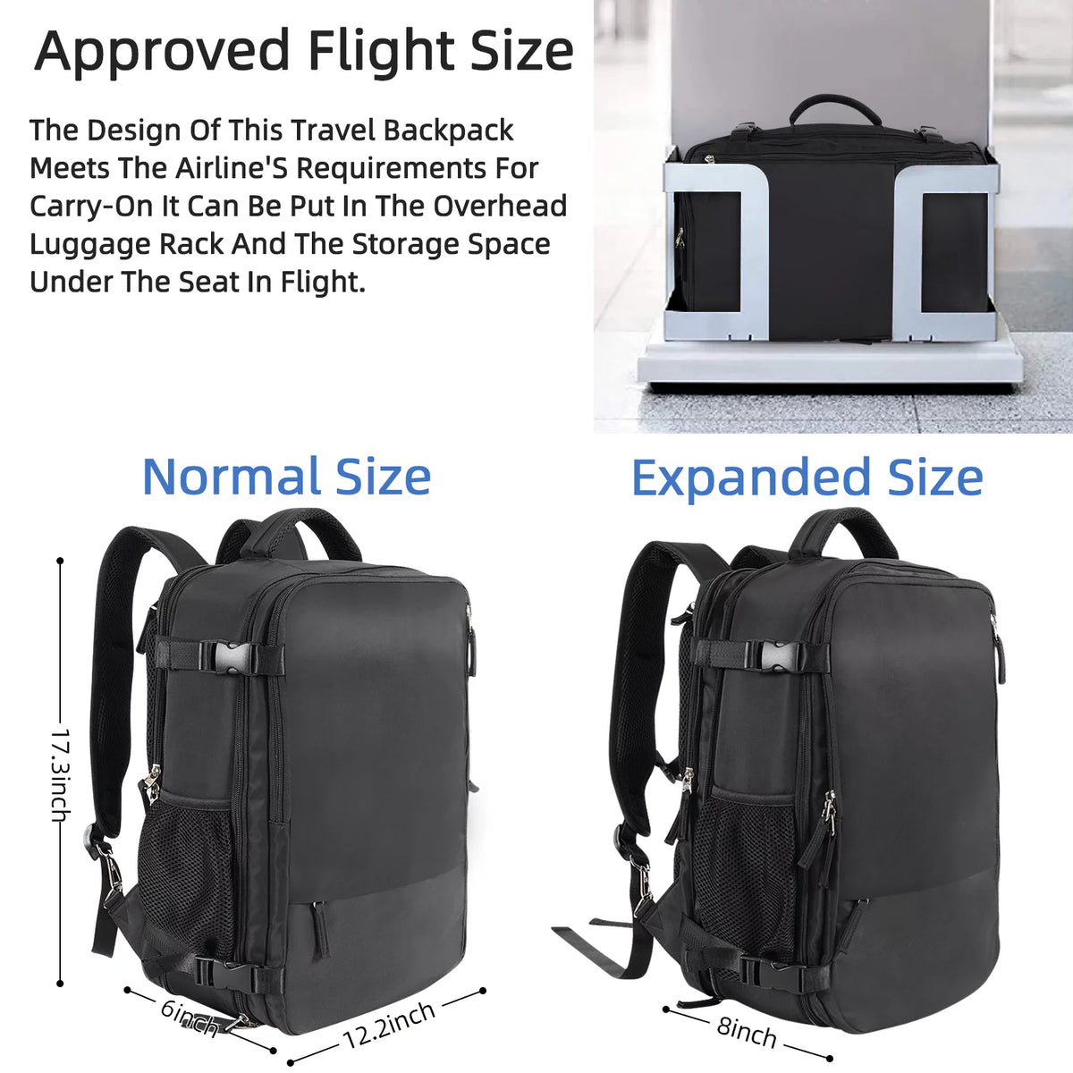 Black Waterproof Travel Backpack P462069
