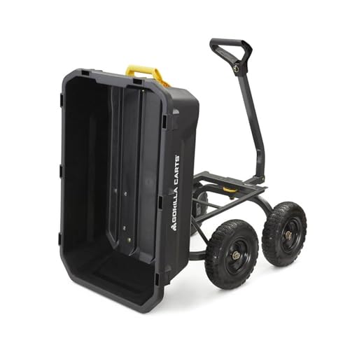 Heavy-Duty Steel Frame Dump Cart with 600 lb Capacity and No-Flat 10-Inch Tires H396