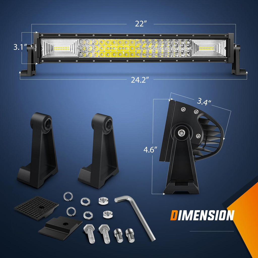 22Inch 270W Triple Row LED Light Bar Flood Spot Combo Beam Driving Lights U70754