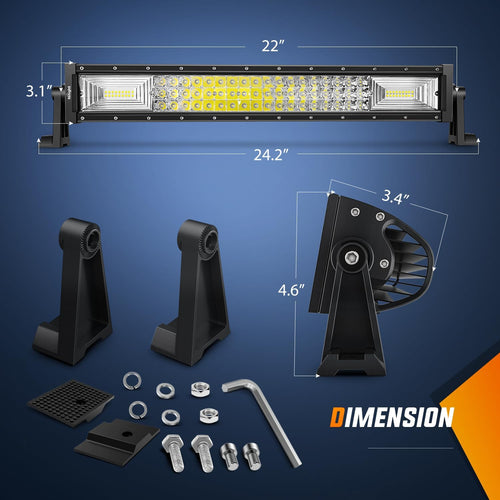 22Inch 270W Triple Row LED Light Bar Flood Spot Combo Beam Driving Lights U70754