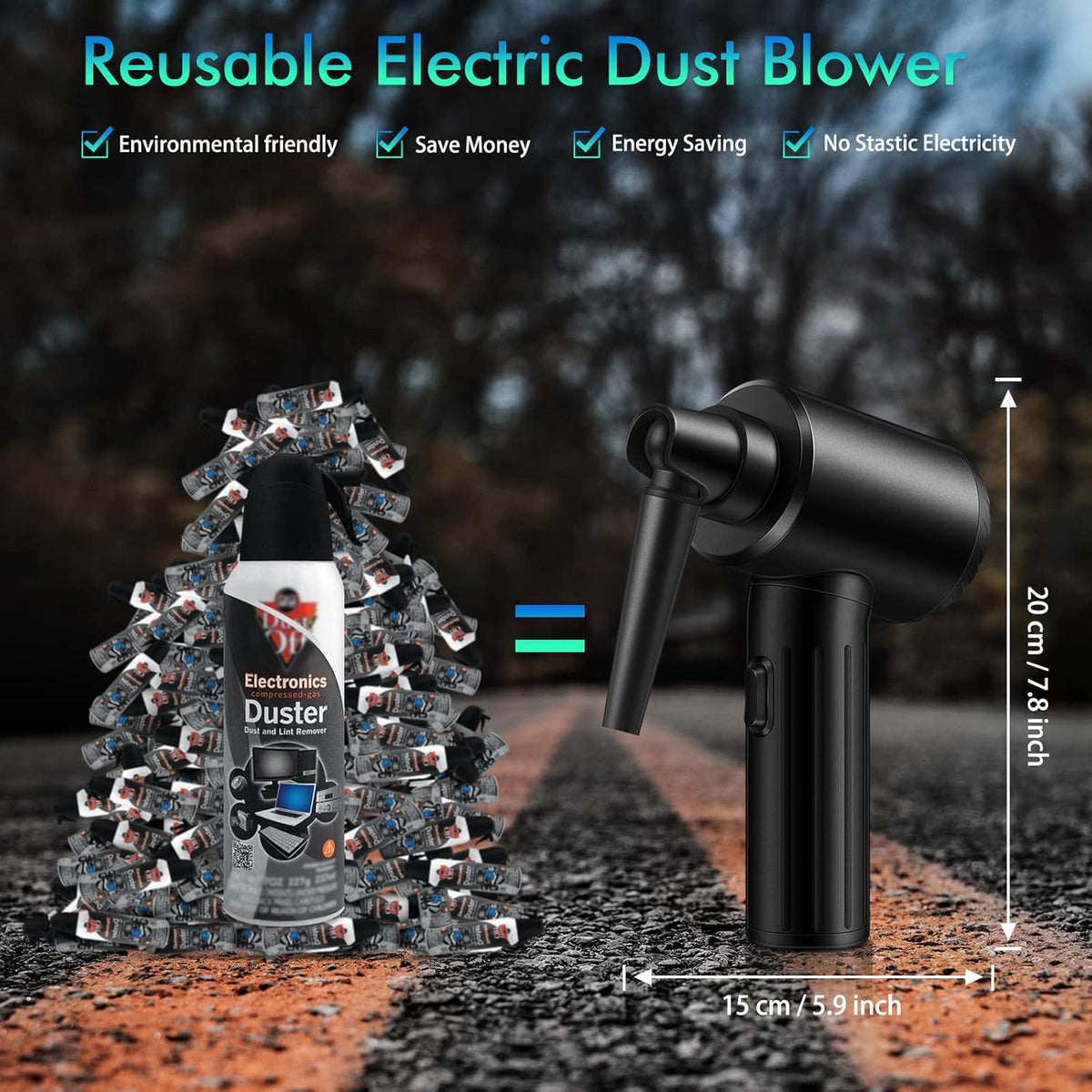 Cordless Electric Air Duster 90000 RPM Rechargeable Q514