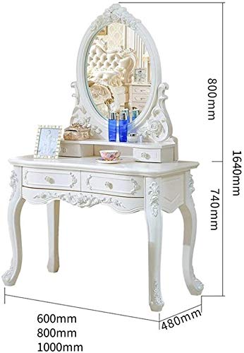 Solid Carved Dressing Vanity Table with Stool O81854