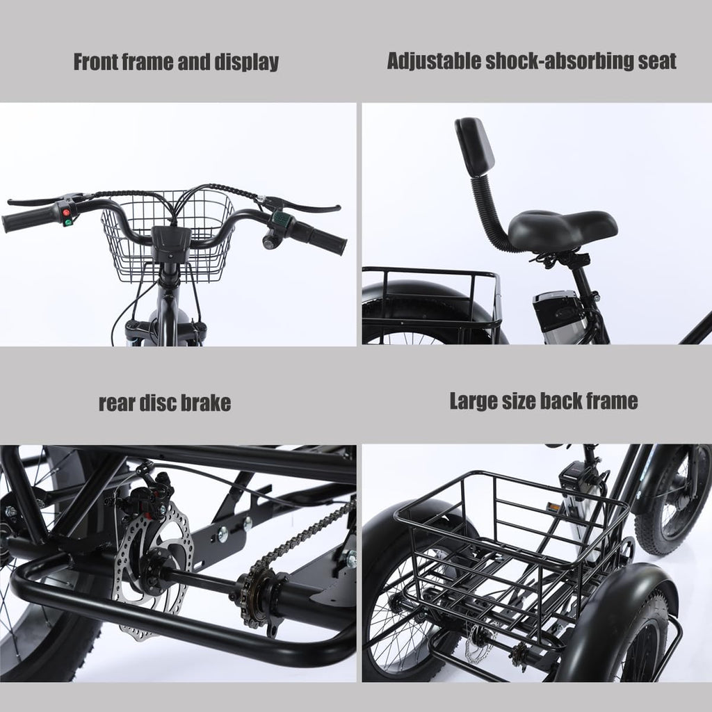 48V12AH Battery Electric Tricycle with Storage Basket Q27698