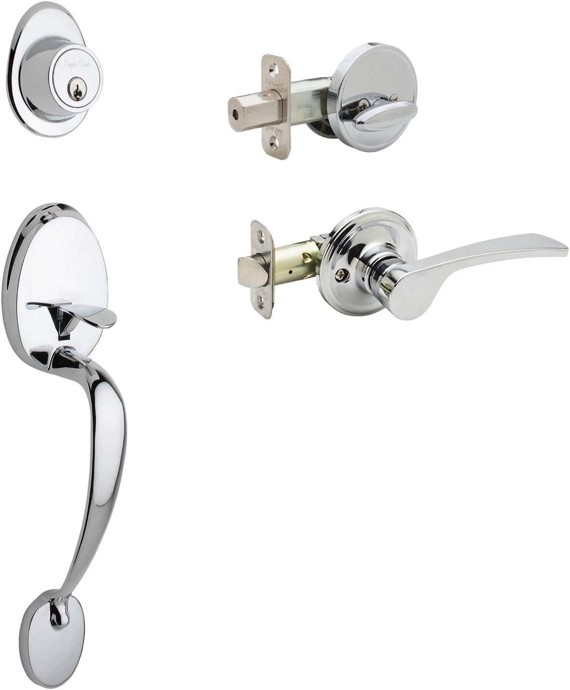 Mid Century Modern Front Door Handle Set with Left Hand Lever Trim J3515
