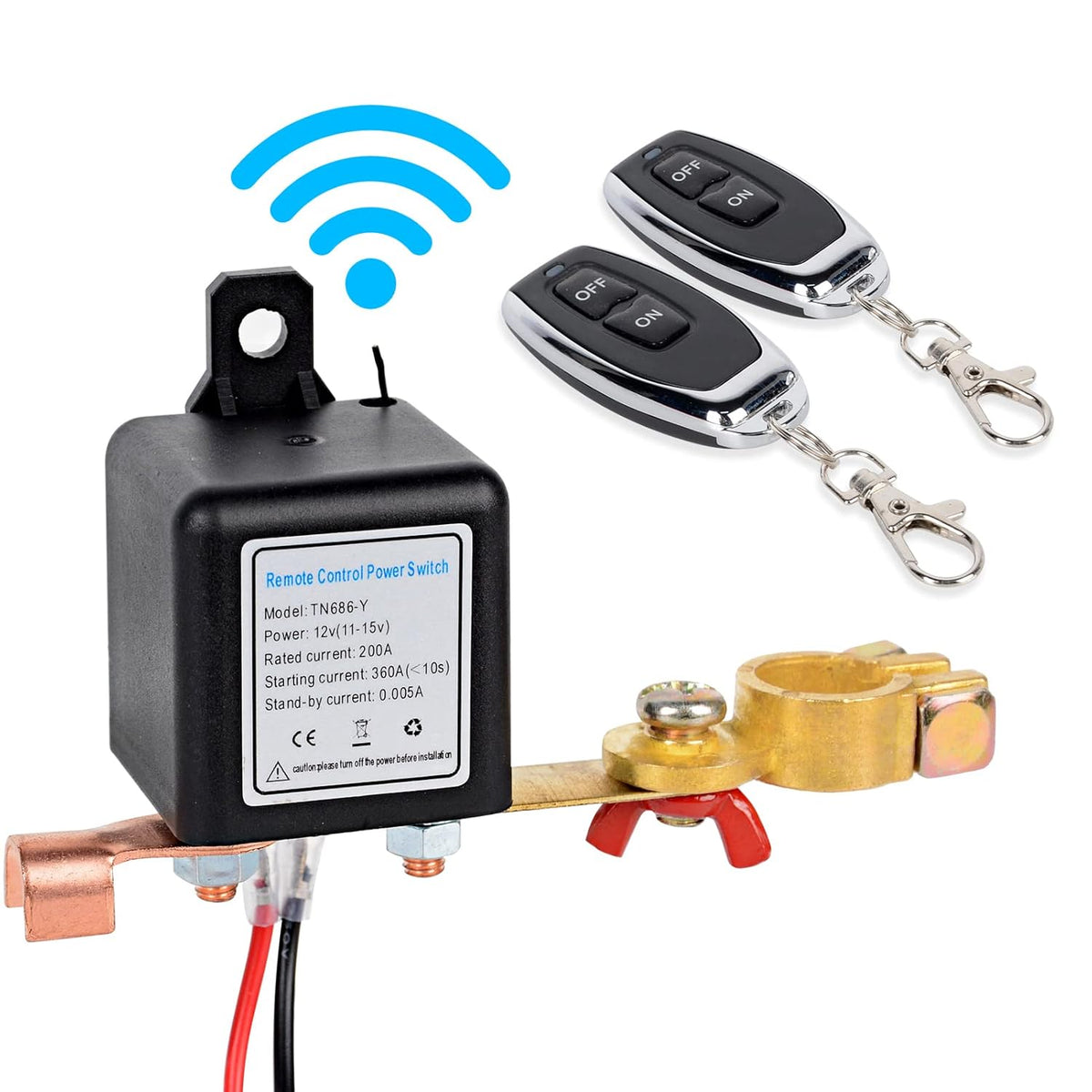 Wireless Remote Control Battery Disconnect Switch DC12V 200A F912