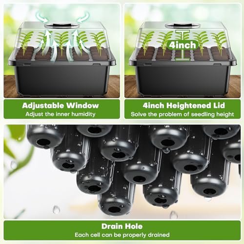 40 Cells Reusable Seed Starter Tray with Humidity Dome, 2 Packs C925