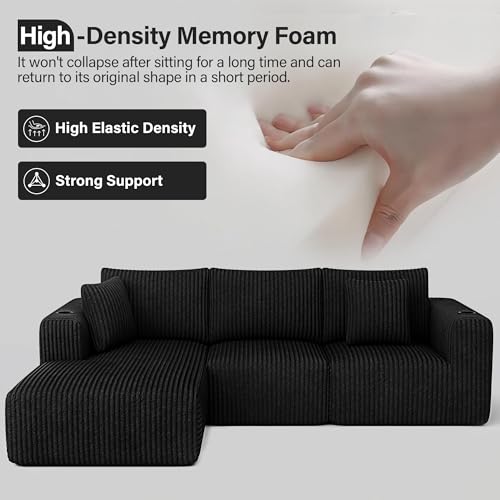Modular Sectional Sofa with Deep Seat, Cup Holder, Memory Foam, Corduroy X109941