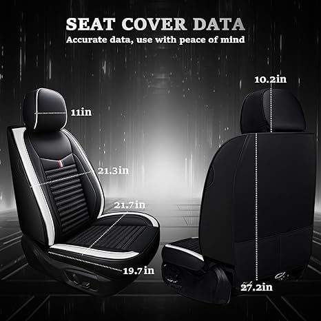 5 Seats Custom Fit Leather Seat Covers (Black White) Y503754