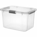 30qt Plastic Storage Tote with Hinged Lid N323