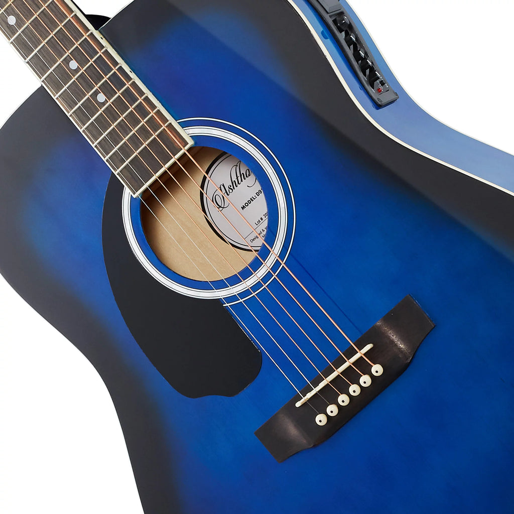 Blue Left-Handed Full-Size Dreadnought Acoustic Electric Guitar U758866