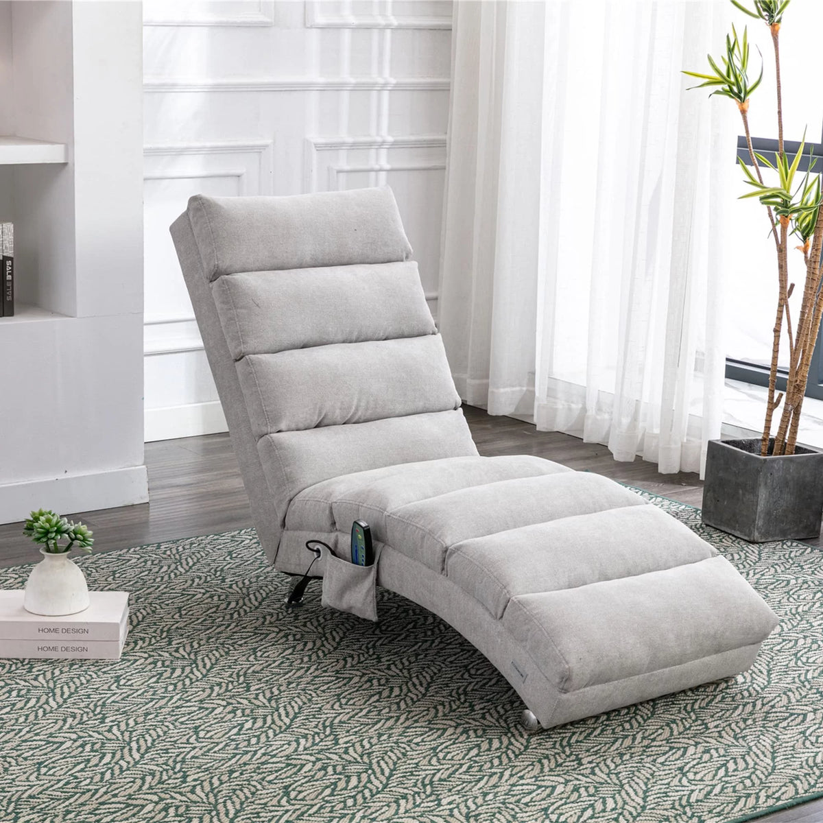 Grey Oversized Chaise Lounge Massage Chair G1887