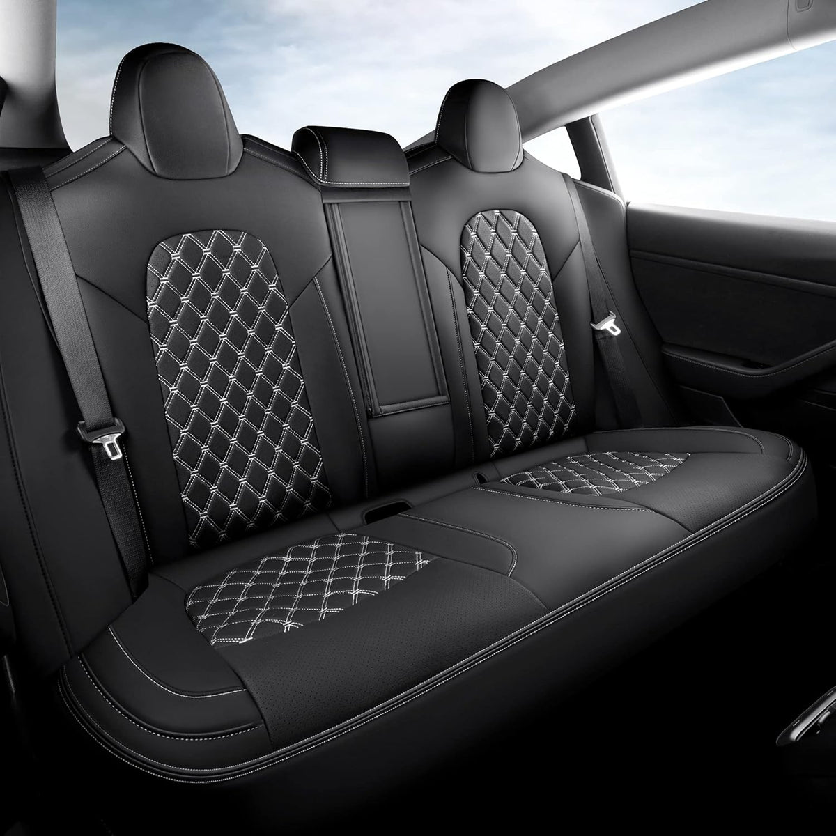 Pu Leather Car Seat Covers Full Set Black I657
