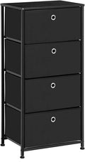 4 Tier Black Dresser Storage Cabinet with 4 Fabric Drawers G729