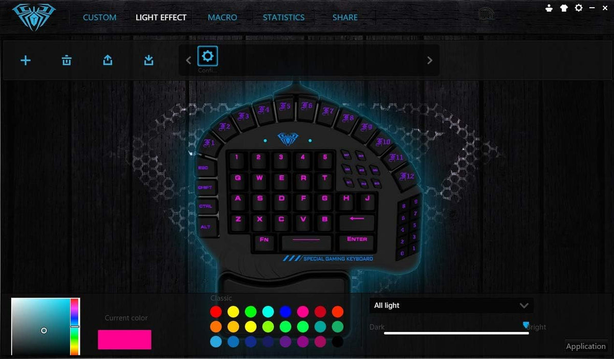 One Handed Mechanical Gaming Keyboard with Blue Switches and RGB Backlit E222