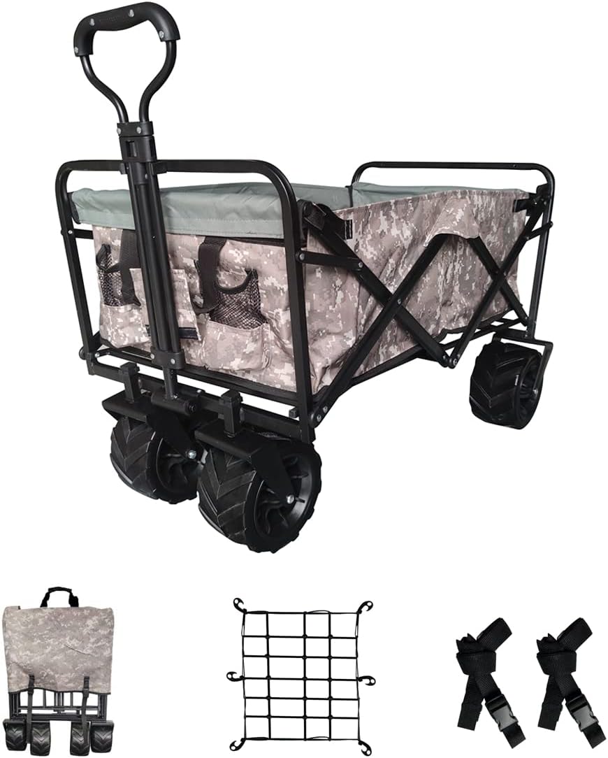 Collapsible Heavy Duty Beach Wagon Cart with Universal Wheels Adjustable Handle Y5036