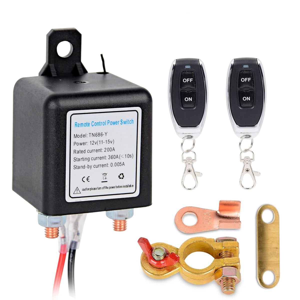 Wireless Remote Control Battery Disconnect Switch DC12V 200A F912